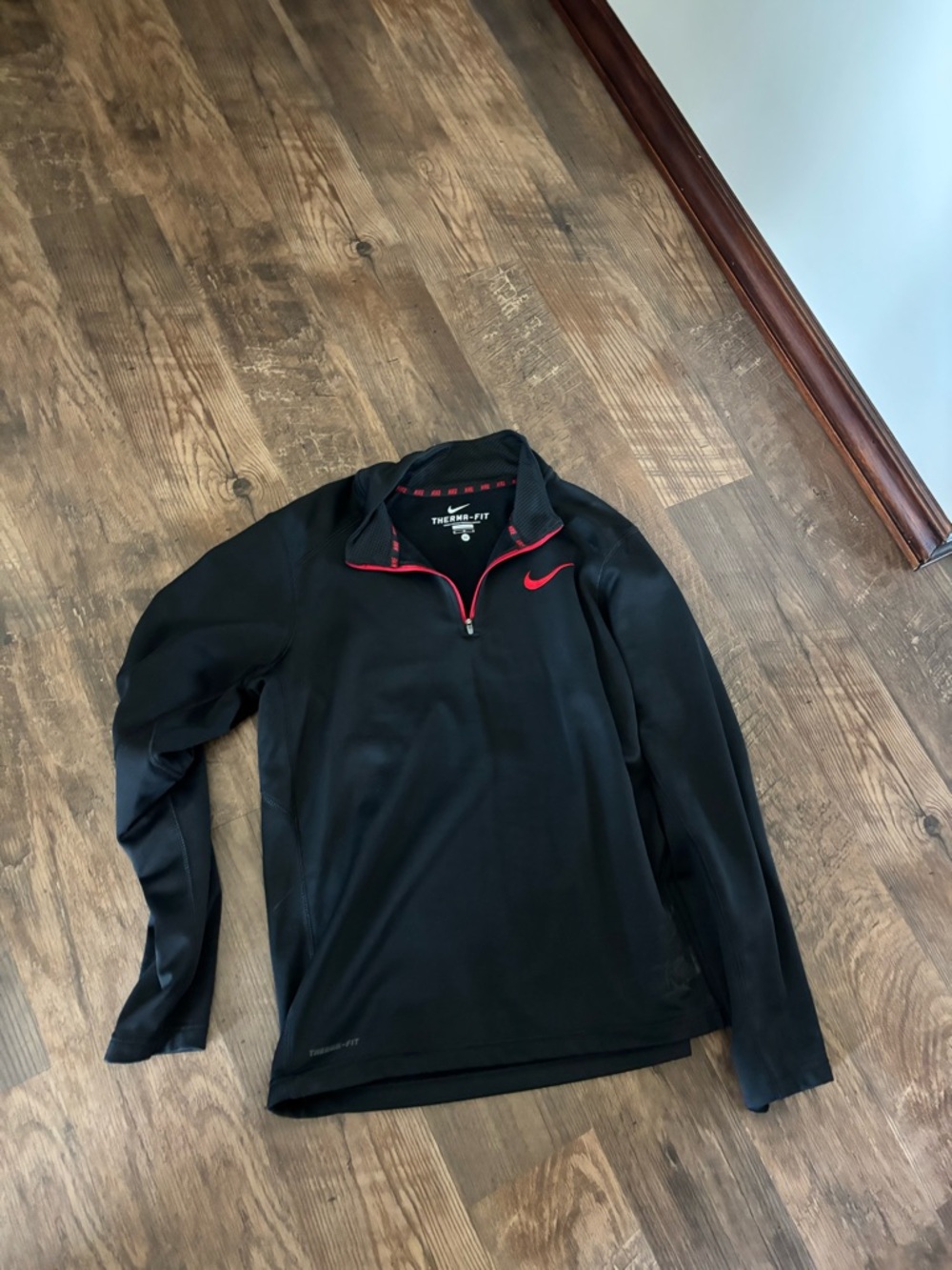 Nike Black Jacket with Red Trim and Swoosh